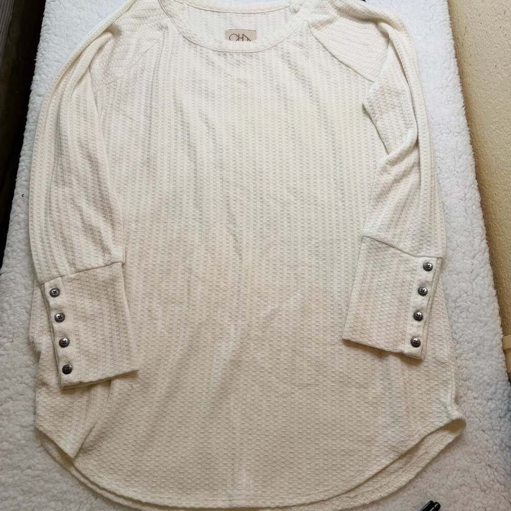 Chaser Waffle Knit Thermal Top Size L Cream